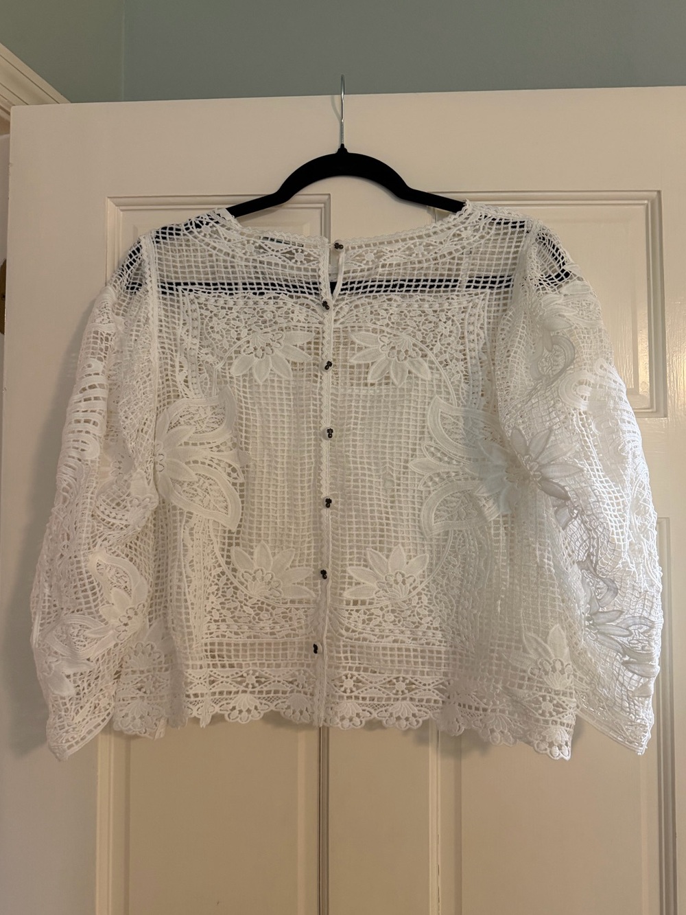FARM Rio Guipure White Crochet Pineapple Lace Crop Top - Picture 5 of 6